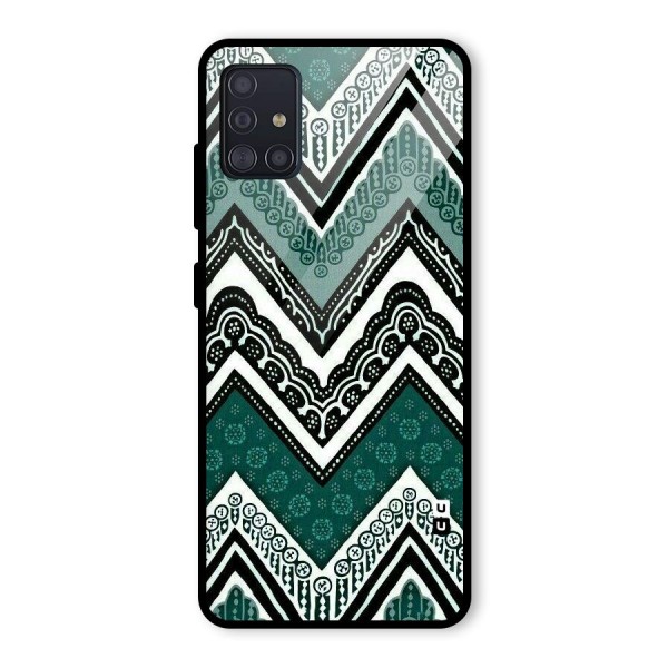 Green Chevron Glass Back Case for Galaxy A51