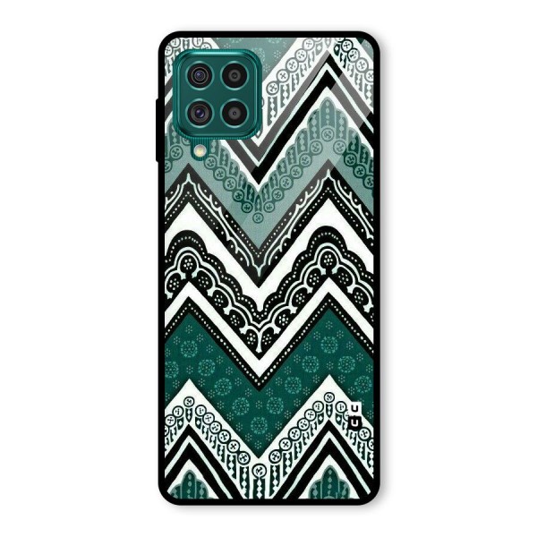 Green Chevron Glass Back Case for Galaxy F62