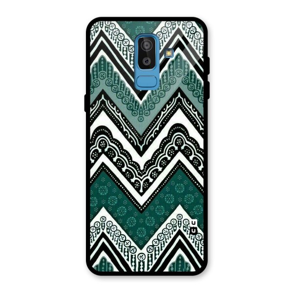 Green Chevron Glass Back Case for Galaxy J8