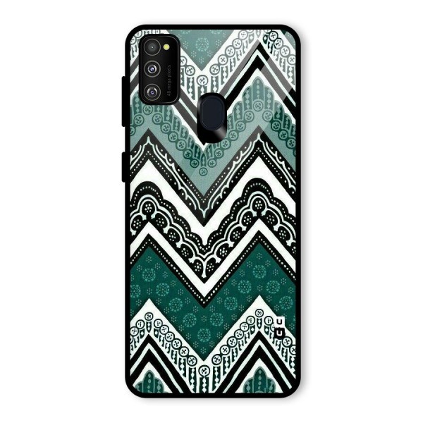 Green Chevron Glass Back Case for Galaxy M21