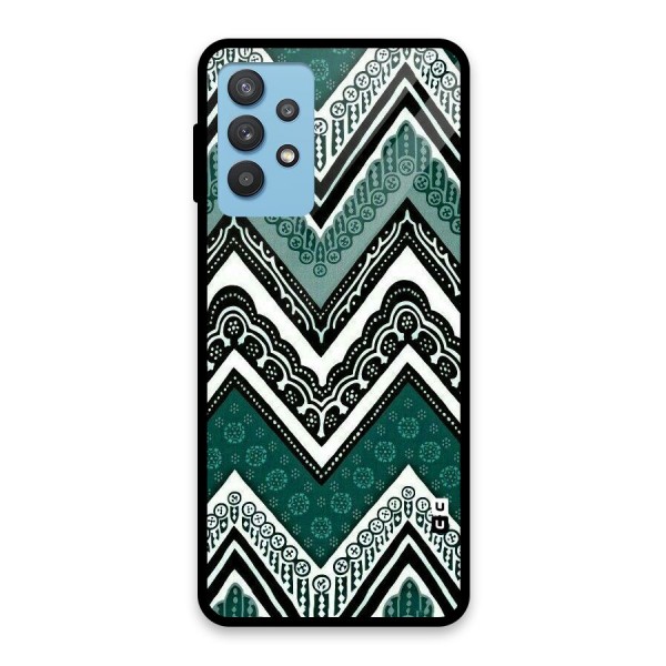 Green Chevron Glass Back Case for Galaxy M32 5G