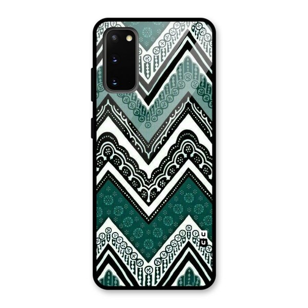 Green Chevron Glass Back Case for Galaxy S20