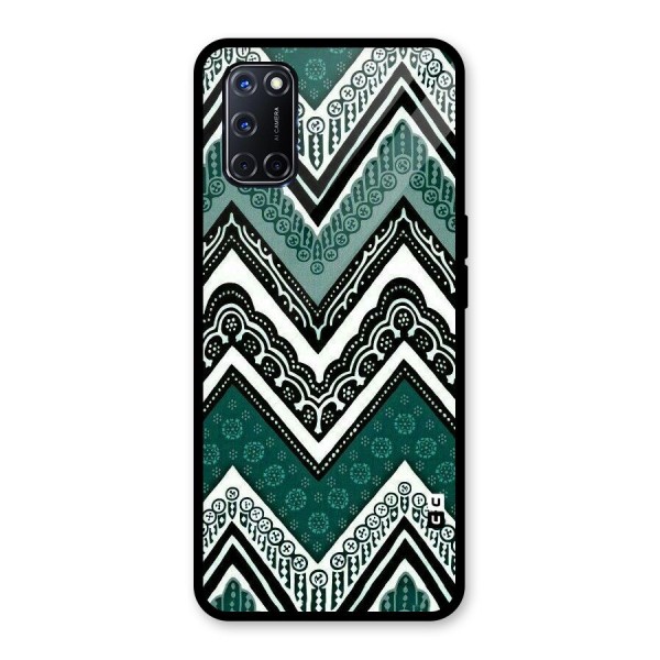 Green Chevron Glass Back Case for Oppo A52