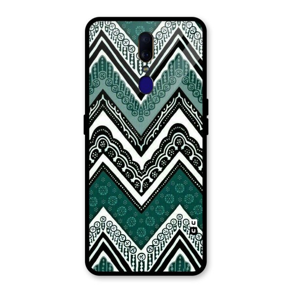 Green Chevron Glass Back Case for Oppo F11