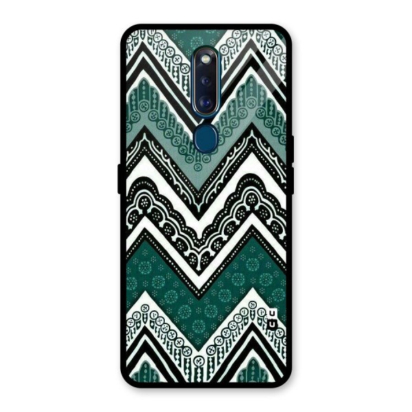 Green Chevron Glass Back Case for Oppo F11 Pro