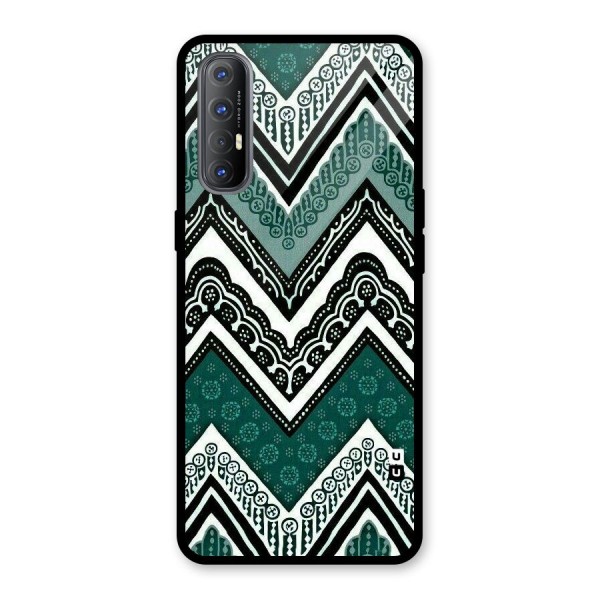 Green Chevron Glass Back Case for Oppo Reno3 Pro