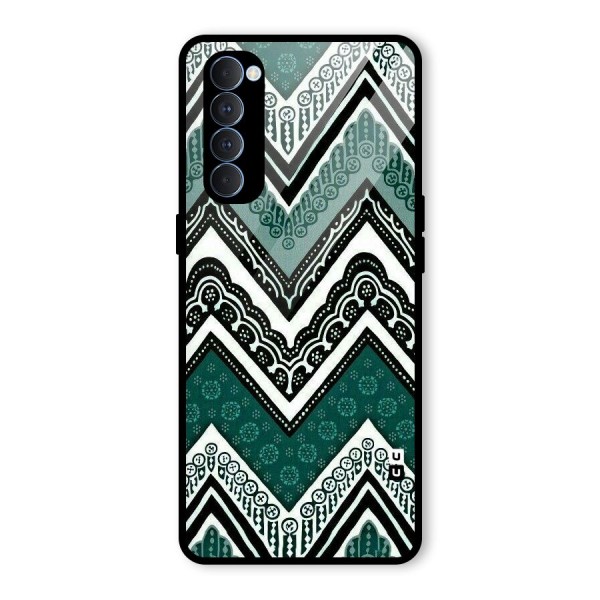 Green Chevron Glass Back Case for Oppo Reno4 Pro