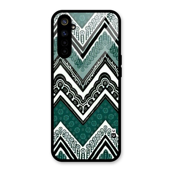 Green Chevron Glass Back Case for Realme 6