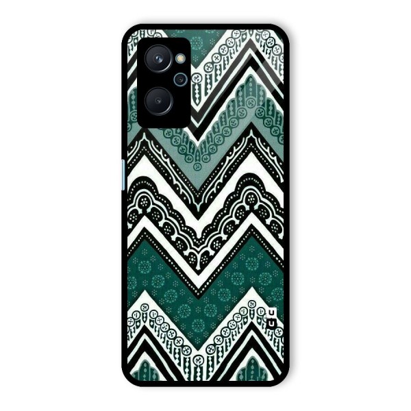 Green Chevron Glass Back Case for Realme 9i