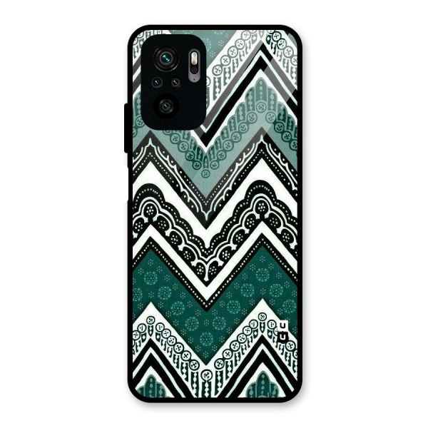 Green Chevron Glass Back Case for Redmi Note 10