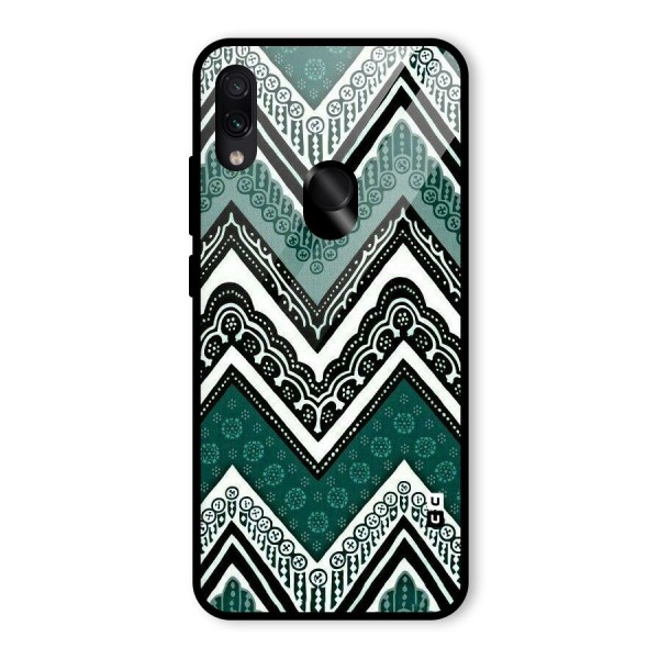 Green Chevron Glass Back Case for Redmi Note 7