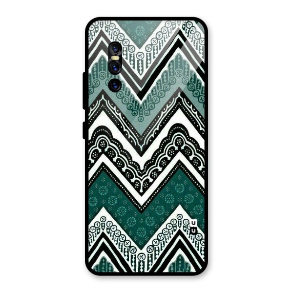 Green Chevron Glass Back Case for Vivo V15 Pro