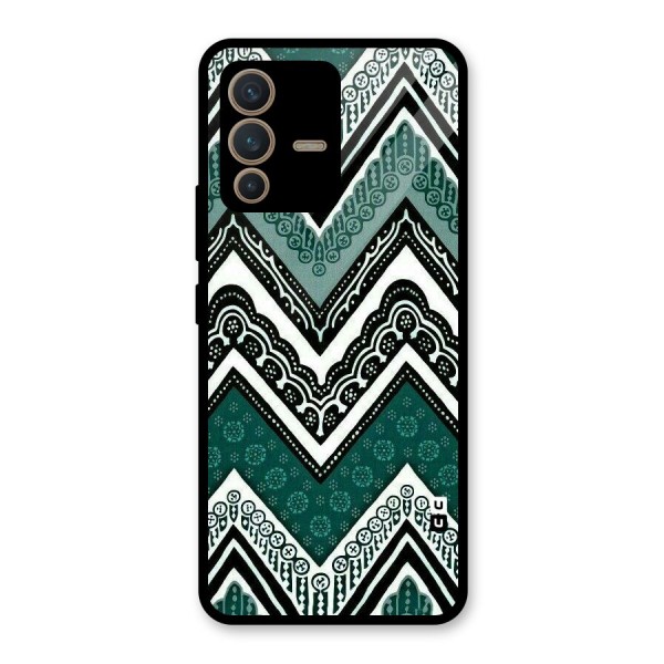 Green Chevron Glass Back Case for Vivo V23 5G