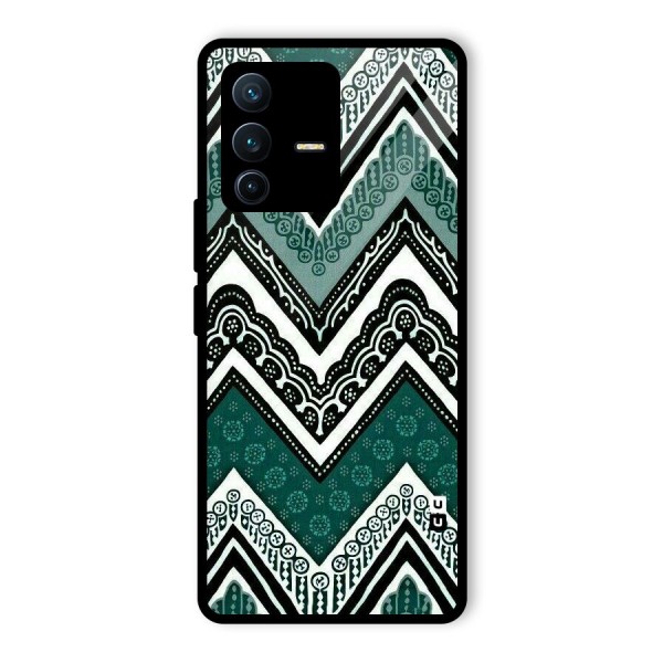 Green Chevron Glass Back Case for Vivo V23 Pro