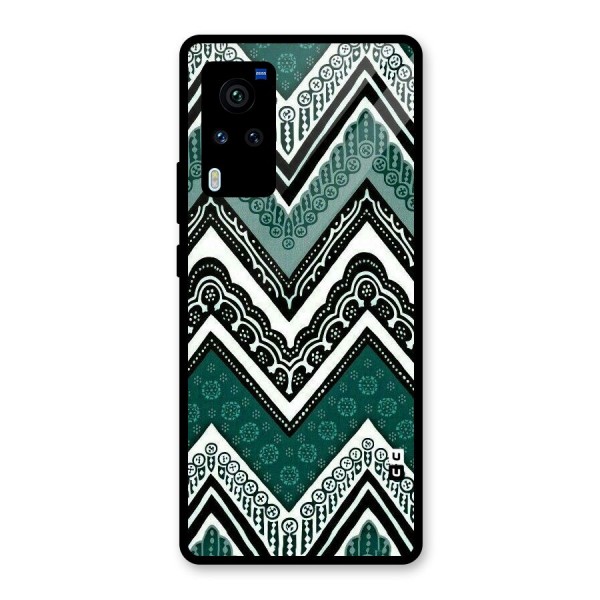 Green Chevron Glass Back Case for Vivo X60 Pro