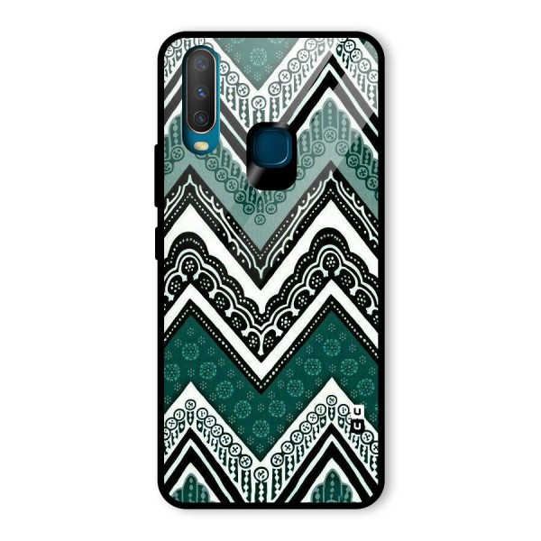 Green Chevron Glass Back Case for Vivo Y15