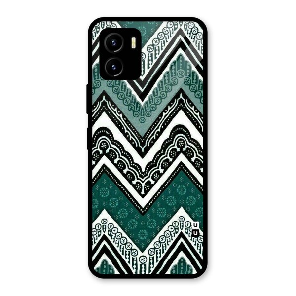 Green Chevron Glass Back Case for Vivo Y15s