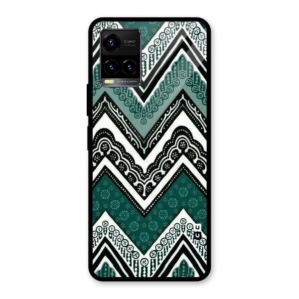 Green Chevron Glass Back Case for Vivo Y21 2021