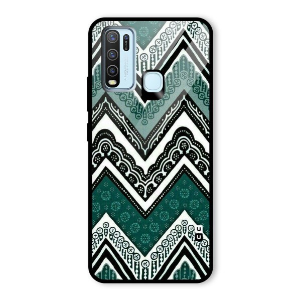 Green Chevron Glass Back Case for Vivo Y30