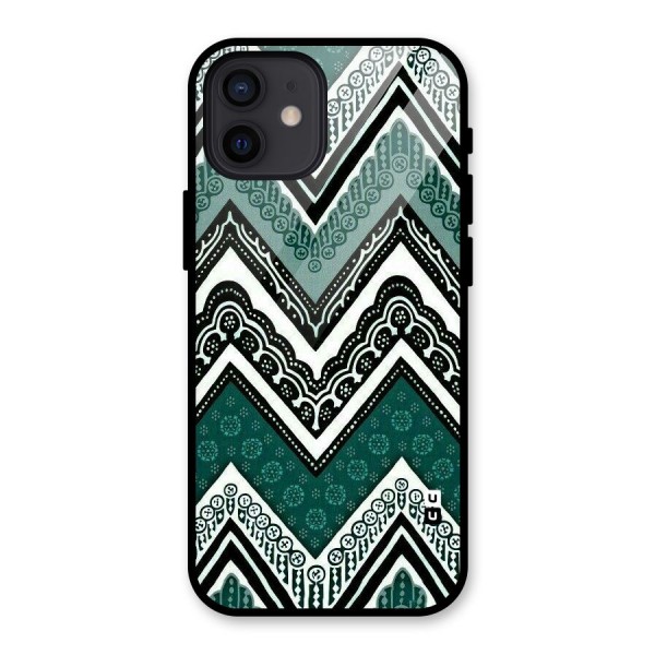 Green Chevron Glass Back Case for iPhone 12