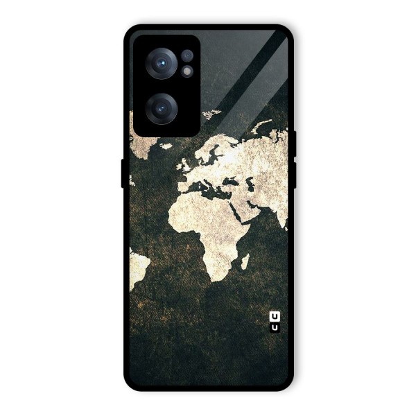 Green Gold Map Design Glass Back Case for OnePlus Nord CE 2 5G