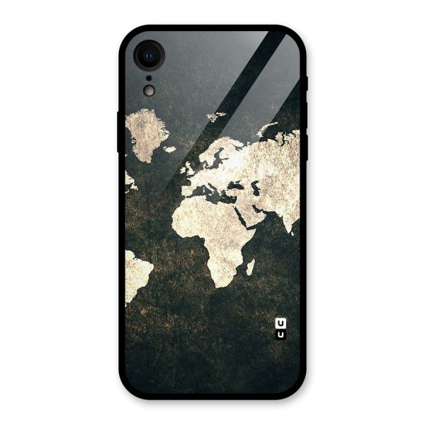 Green Gold Map Design Glass Back Case for XR