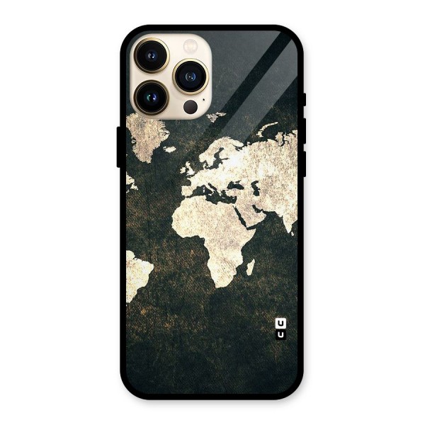 Green Gold Map Design Glass Back Case for iPhone 13 Pro Max