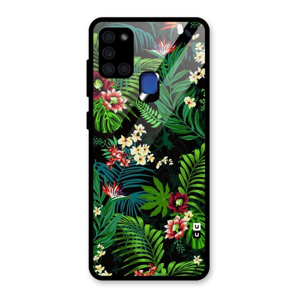 Green Leaf Design Glass Back Case for Galaxy A21s