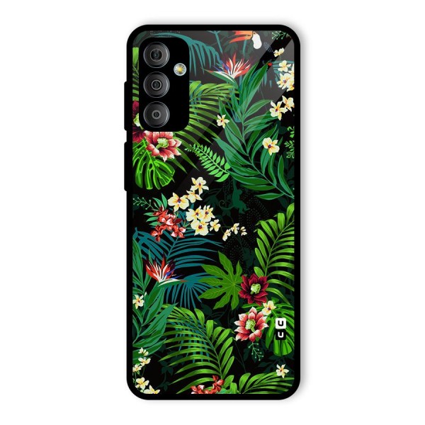 Green Leaf Design Glass Back Case for Galaxy F23