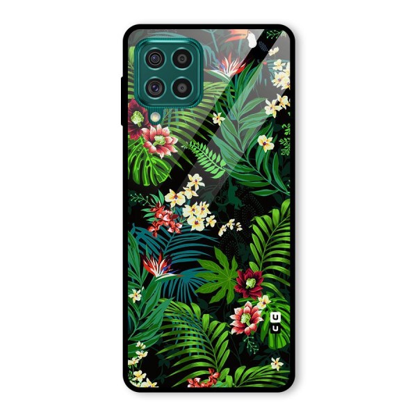 Green Leaf Design Glass Back Case for Galaxy F62