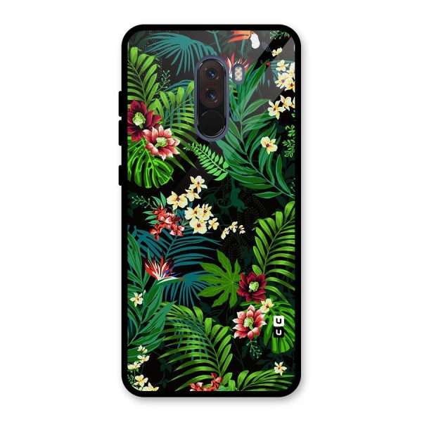 Green Leaf Design Glass Back Case for Poco F1