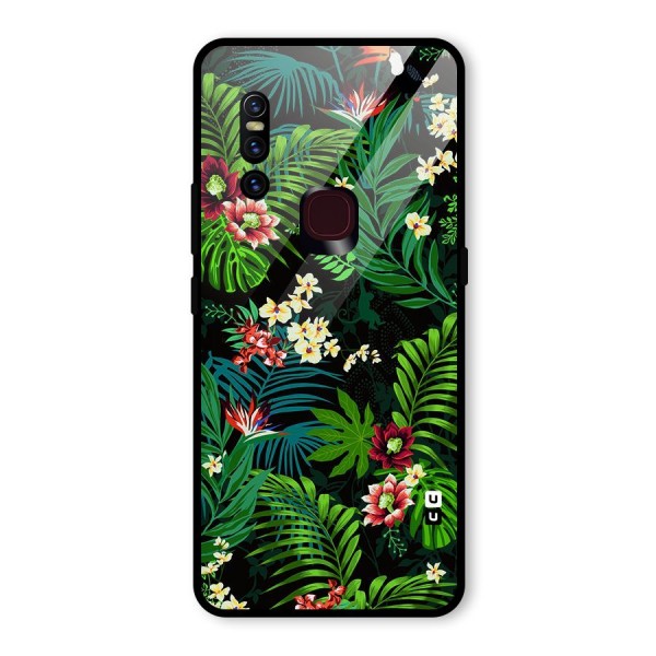 Green Leaf Design Glass Back Case for Vivo V15