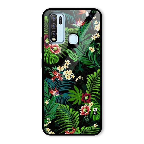 Green Leaf Design Glass Back Case for Vivo Y30