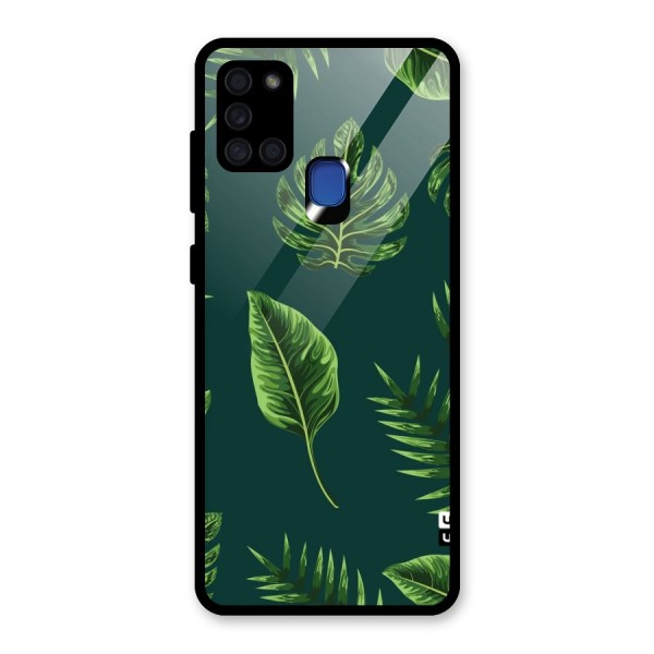 Green Leafs Glass Back Case for Galaxy A21s