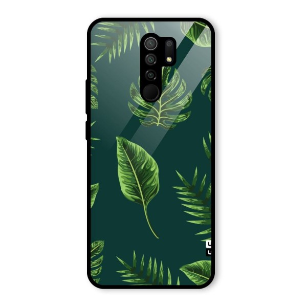 Green Leafs Glass Back Case for Redmi 9 Prime