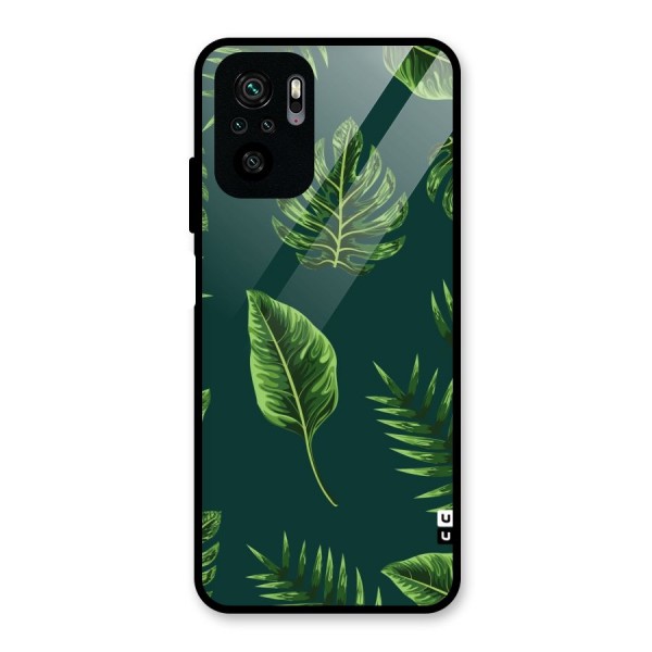 Green Leafs Glass Back Case for Redmi Note 10