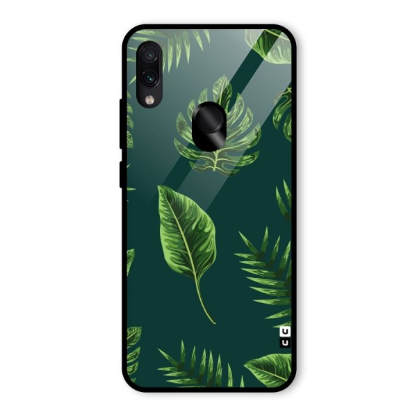 Green Leafs Glass Back Case for Redmi Note 7