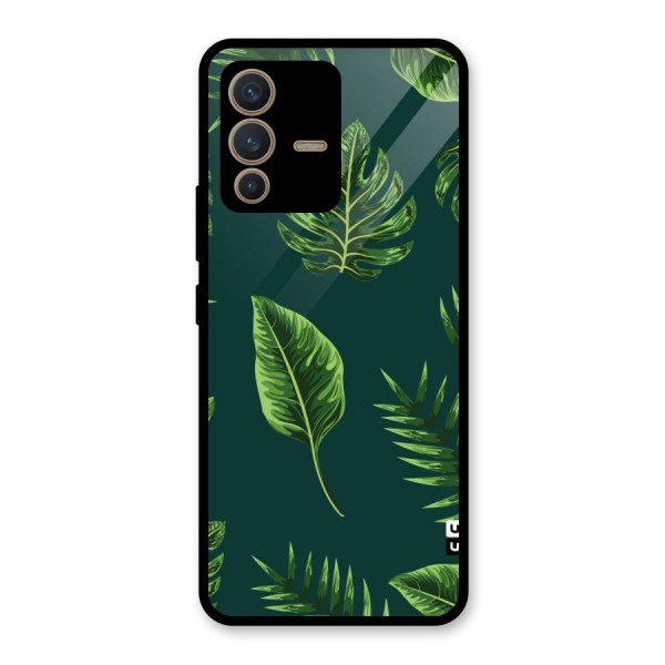 Green Leafs Glass Back Case for Vivo V23 5G