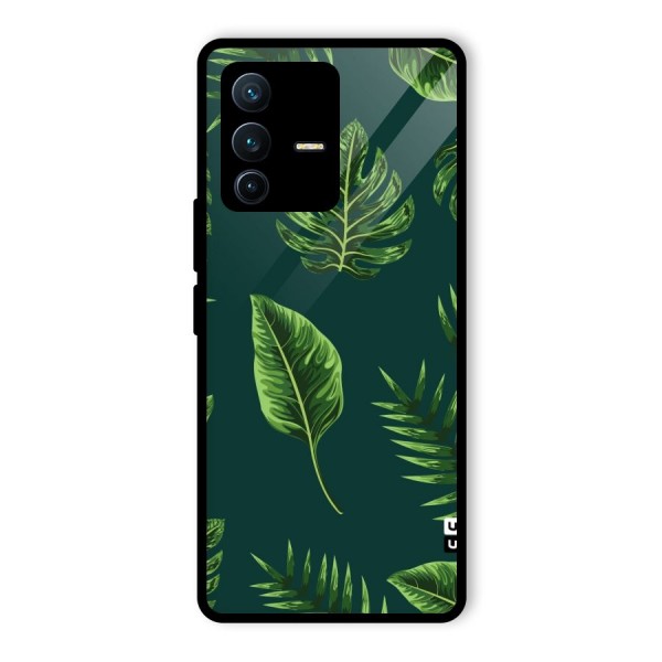 Green Leafs Glass Back Case for Vivo V23 Pro