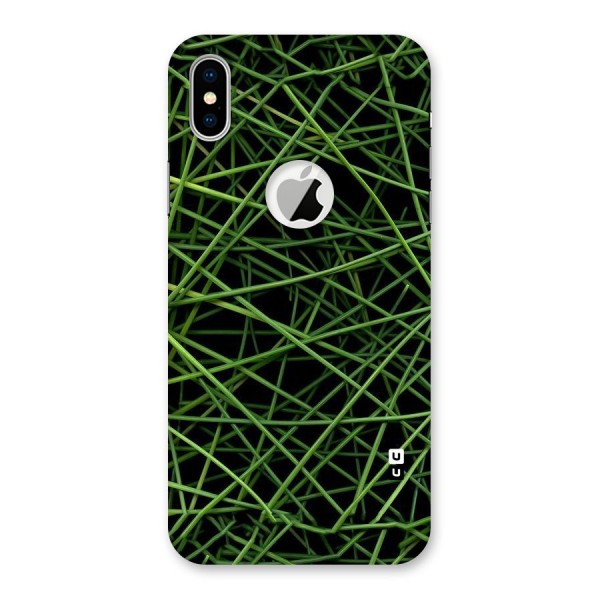 Green Lines Back Case for iPhone XS Logo Cut