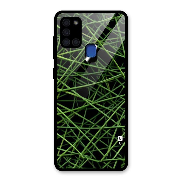 Green Lines Glass Back Case for Galaxy A21s