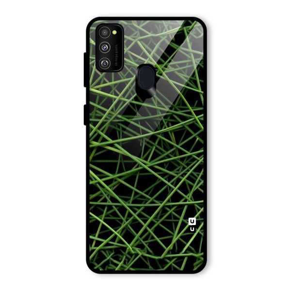 Green Lines Glass Back Case for Galaxy M21