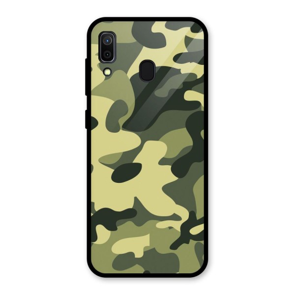 Green Military Pattern Glass Back Case for Galaxy A30