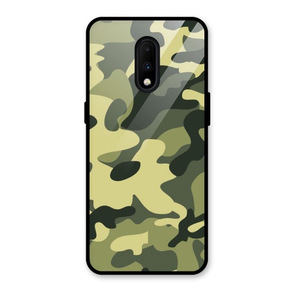 Green Military Pattern Glass Back Case for OnePlus 7