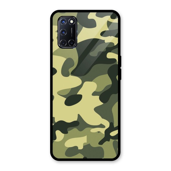 Green Military Pattern Glass Back Case for Oppo A52