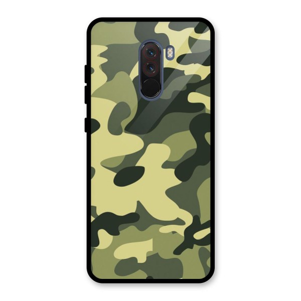 Green Military Pattern Glass Back Case for Poco F1