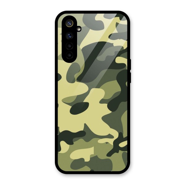 Green Military Pattern Glass Back Case for Realme 6