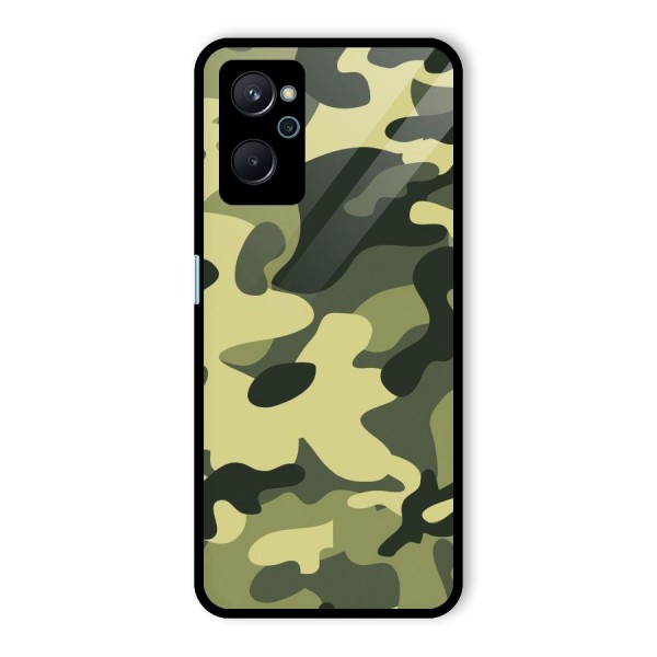 Green Military Pattern Glass Back Case for Realme 9i