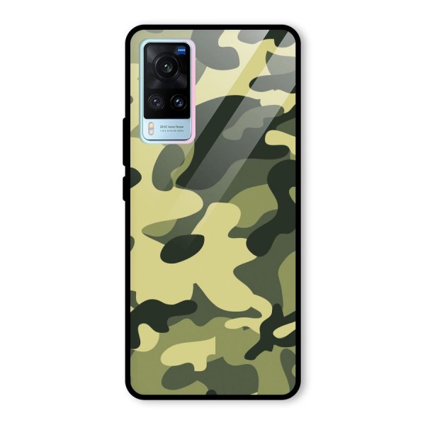 Green Military Pattern Glass Back Case for Vivo X60