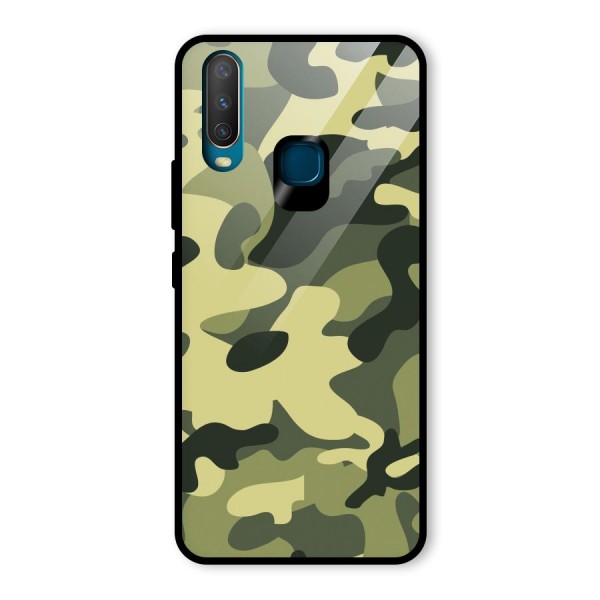 Green Military Pattern Glass Back Case for Vivo Y17